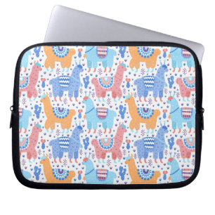 Bright Colourful Alpaca Pattern Laptop Sleeve