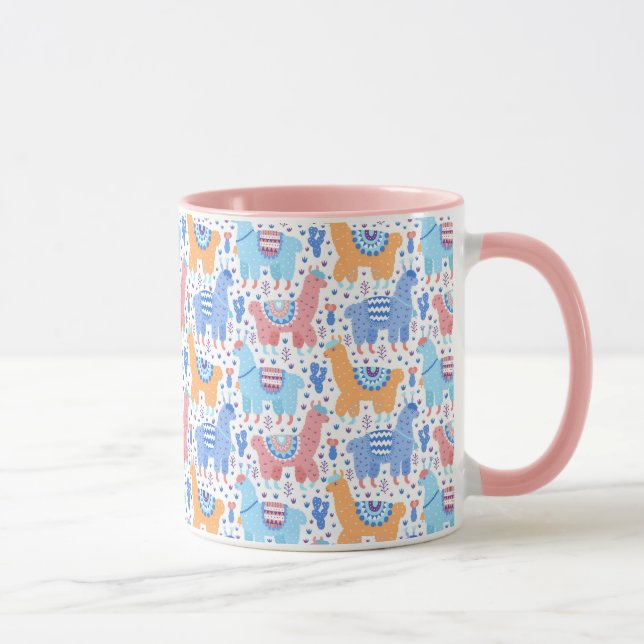 Bright Colourful Alpaca Pattern Mug (Right)