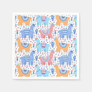 Bright Colourful Alpaca Pattern Napkin