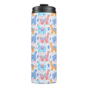 Bright Colourful Alpaca Pattern Thermal Tumbler