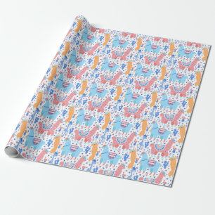 Bright Colourful Alpaca Pattern Wrapping Paper