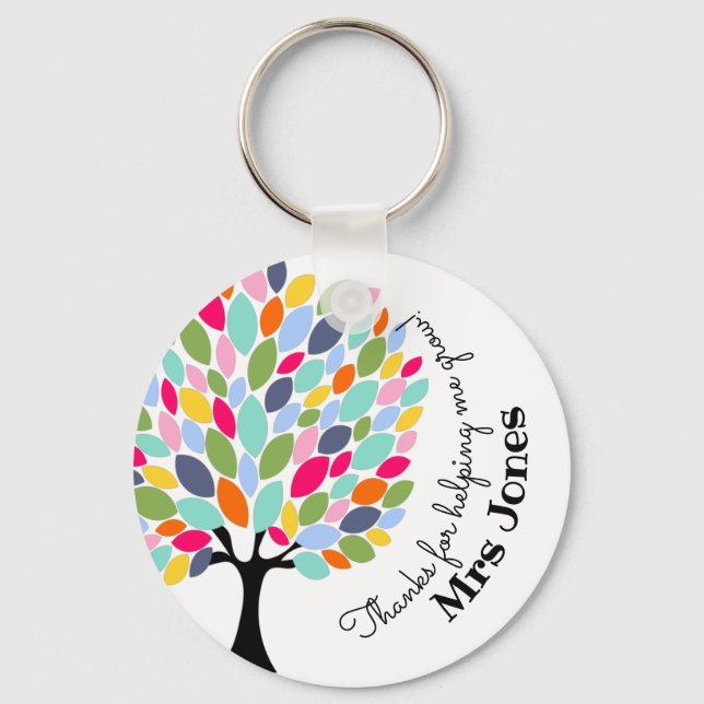 Bright colourful apple tree helping me grow key ring (Front)