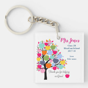 Bright colourful apple tree helping us grow key ring