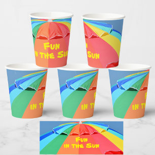 Bright Colourful Beach Umbrella Summer Fun Party Paper Cups