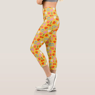 Bright Colourful Berry Fruit Pattern Capri Leggings