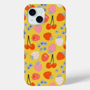 Bright Colourful Berry Fruit Pattern iPhone 15 Case