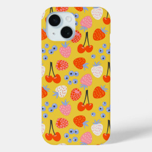 Bright Colourful Berry Fruit Pattern iPhone 15 Case