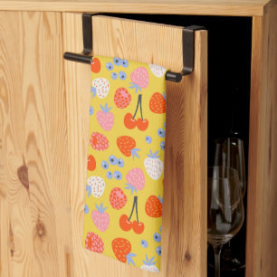 Bright Colourful Berry Fruit Pattern Tea Towel