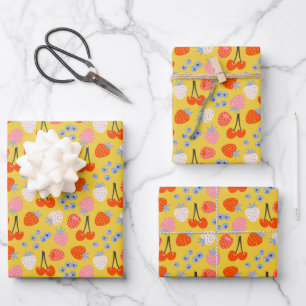 Bright Colourful Berry Fruit Pattern Wrapping Paper Sheet