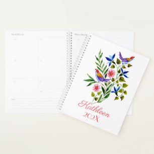Bright Colourful Birds and Flowers Watercolor  Planner