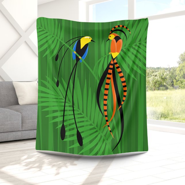 Bright Colourful Birds of Paradise Fleece Blanket (Creator Uploaded)