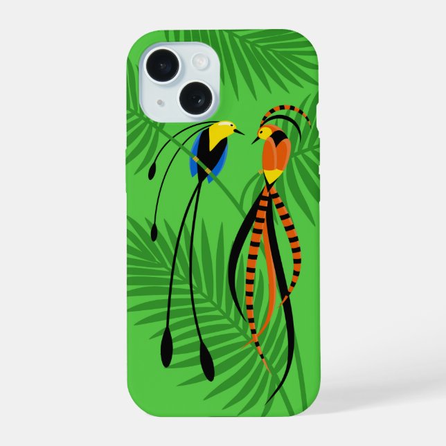 Bright Colourful Birds of Paradise iPhone 15 Case (Back)
