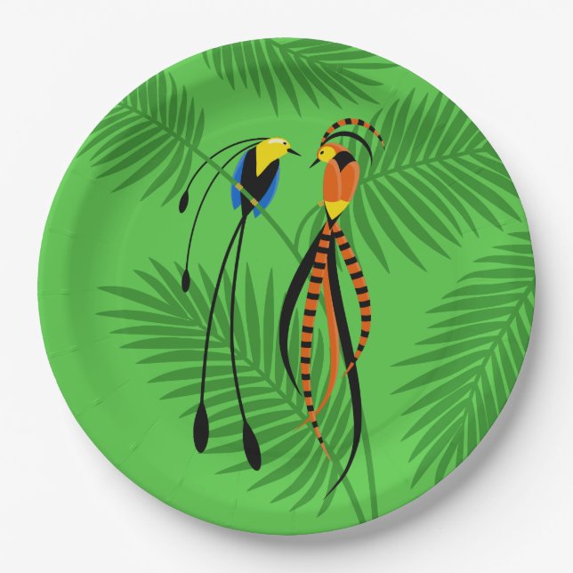 Bright Colourful Birds of Paradise Paper Plate (Front)