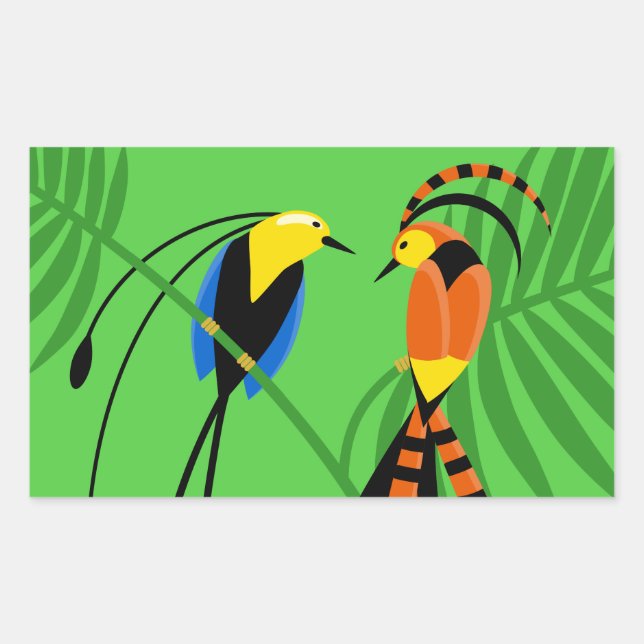 Bright Colourful Birds of Paradise Rectangular Sticker (Front)