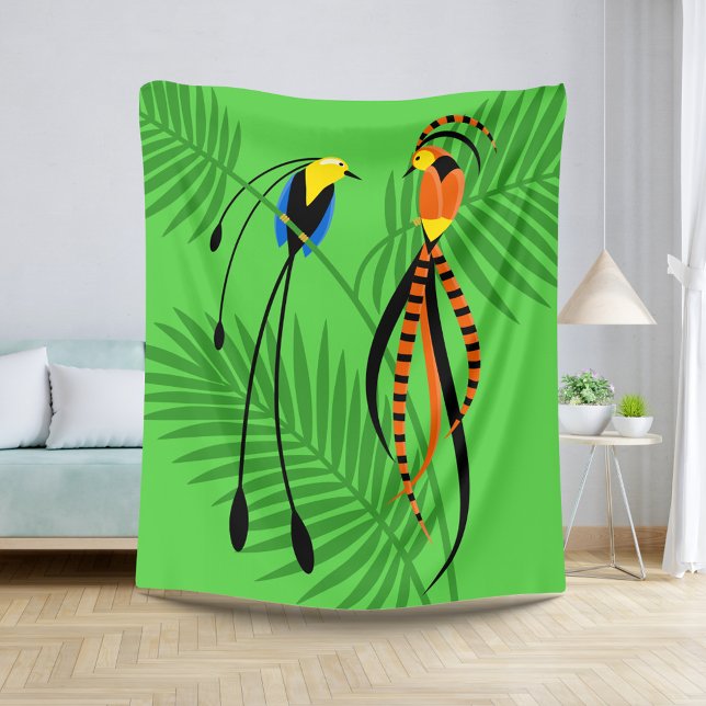 Bright Colourful Birds of Paradise Sherpa Blanket (Creator Uploaded)