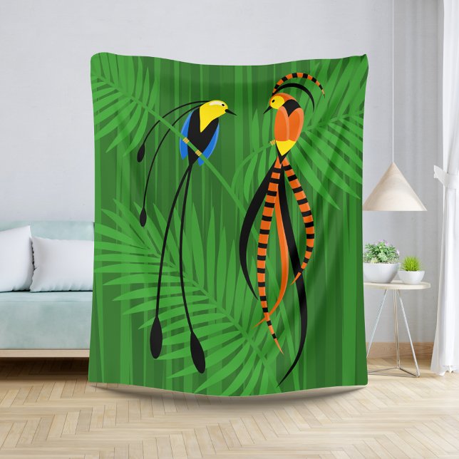 Bright Colourful Birds of Paradise Sherpa Blanket (Creator Uploaded)