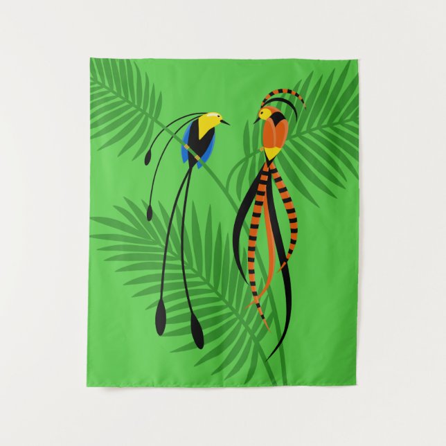 Bright Colourful Birds of Paradise Tapestry (Front)