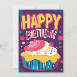Bright & Colourful Birthday Cake Birthday Party Invitation
