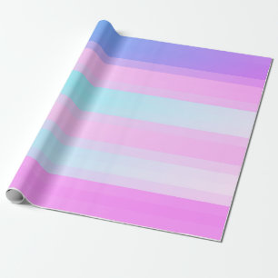 Bright Colourful Blue Pink Green Pastel Stripes Wrapping Paper