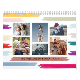 Bright & Colourful Brush Strokes 12 Month Photo Calendar