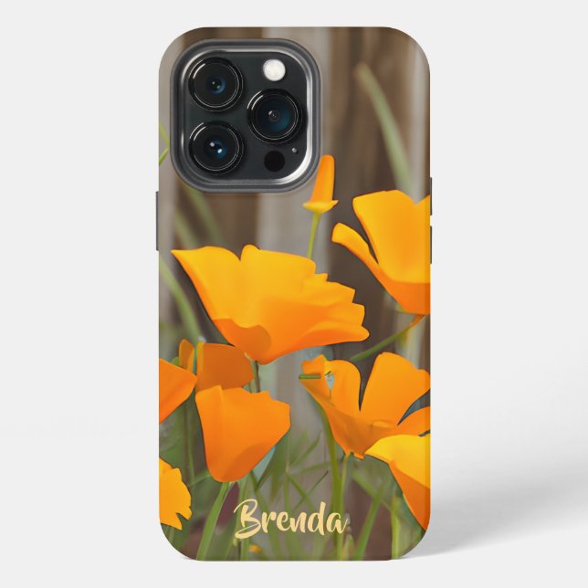 Bright Colourful California Poppies Personalised iPhone Case (Back)