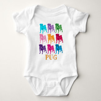 Bright Colourful Camouflage Pugs Baby Bodysuit