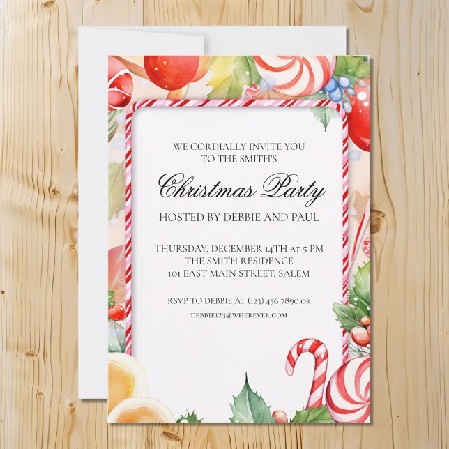Bright Colourful Candy Cane Oranges Christmas Part Invitation (Creator Uploaded)