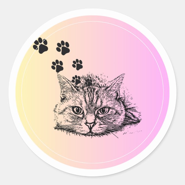Bright Colourful Cat Sticker – Cute Artistic Cat V (Front)