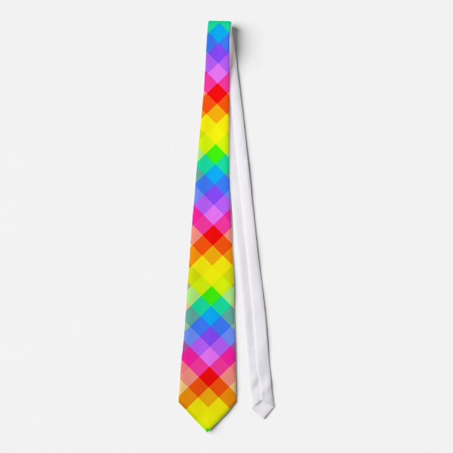 Bright Colourful Check Pattern. Tie (Front)