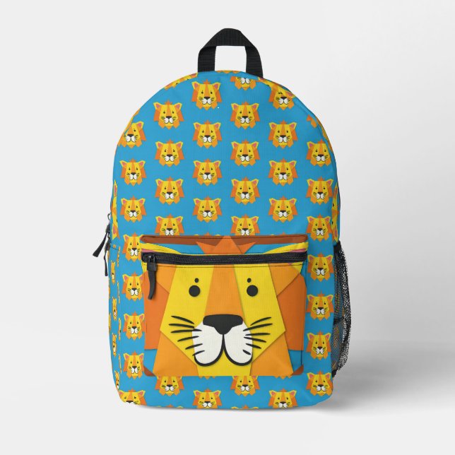 Bright Colourful Cheerful Lion Printed Backpack (Front)