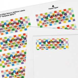 Bright Colourful Chequerboard Return Address Label