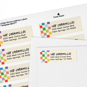 Bright Colourful Chequerboard Return Address Label