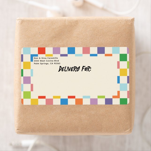 Bright Colourful Chequerboard with Return Address (Insitu)