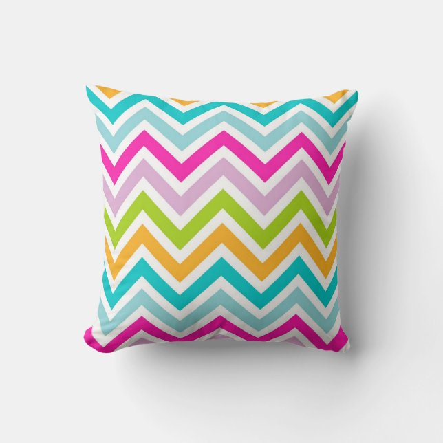 Bright Colourful Chevron Stripes Pattern Cushion (Front)