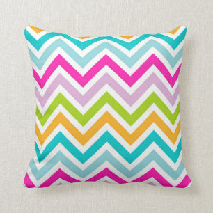 Bright Colourful Chevron Stripes Pattern Cushion