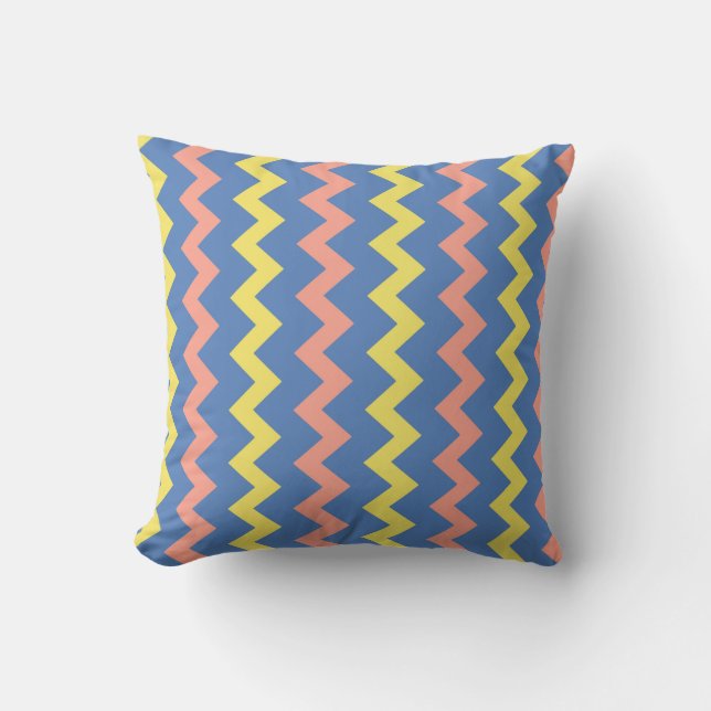 Bright colourful chevron zigzag cushion (Front)