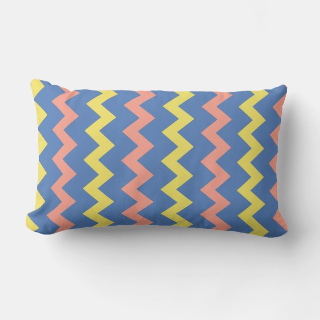 Bright colourful chevron zigzag lumbar cushion (Front)
