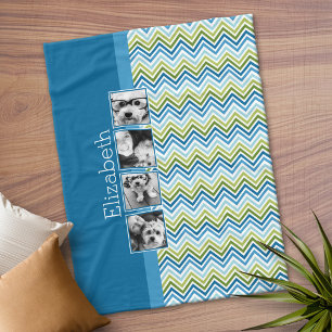 Bright Colourful Chevrons Film Strip Photo Collage Fleece Blanket