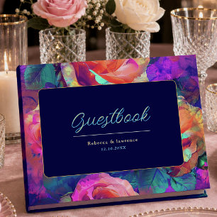 Bright Colourful Chic Floral Wedding Guest Book