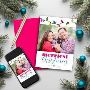 Bright Colourful Christmas Lights Holiday Photo Card