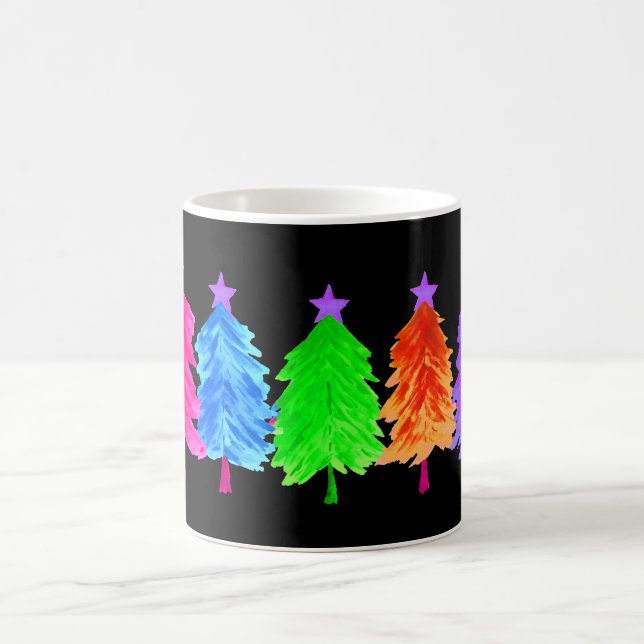 Bright Colourful Christmas Trees Coffee Mug (Center)