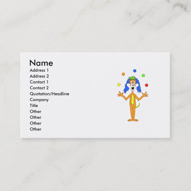 Bright colourful Clown Dog Cartoon Business Card (Front)