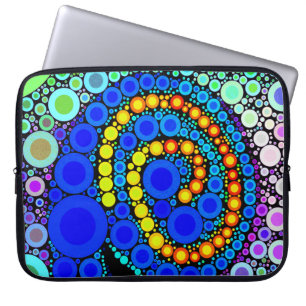 Bright Colourful Concentric Circles Swirl Pop Art Laptop Sleeve