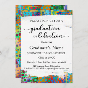 Bright Colourful Confetti Graduation Party Invitation