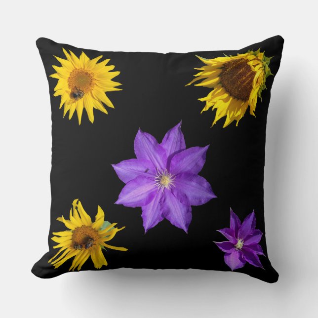 Bright Colourful Cut Out Flowers Throw Pillow (Front)