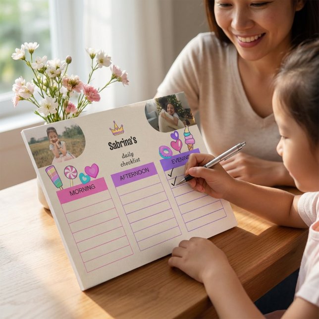 Bright Colourful Cute Kids Daily Checklist Photo  Notepad (Bright Colorful Cute Kids Daily Checklist Photo Notepad)