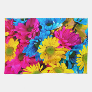 Bright Colourful Daisies Tea Towel