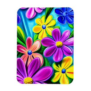 Bright Colourful Daisy Flowers Magnet