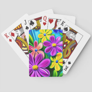 Bright Colourful Daisy Flowers Playing Cards