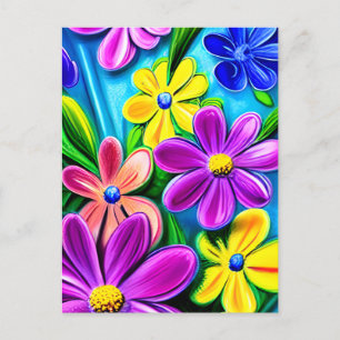 Bright Colourful Daisy Flowers Postcard